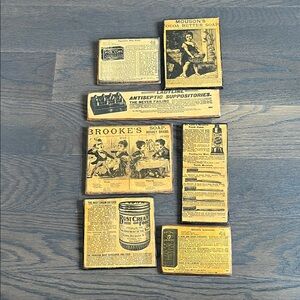 Vintage Handmade Wooden Plaques with Antique Advertisements